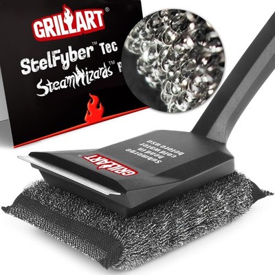 GRILLART Grill Brush Bristle Free, SteamWizards [Safe & 17 inch, Black