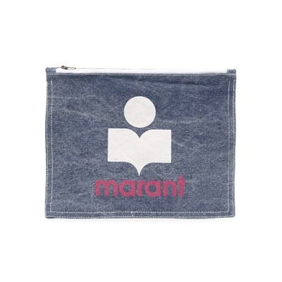 Isabel Marant Logo Zip Clutch Bag Blue PO0173 22A053M 30BU 43816552