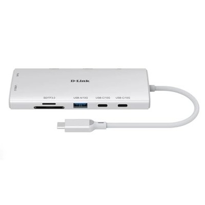 D-Link 10-in-1 USB-C Hub Max 100W Power Delivery Dual 4K HDMI Ports DUP-A01