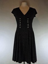 Joseph Ribkoff Dress UK 12 Black Midi Polka Dot Dress Cruise 40s 50s Occasion