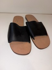 J Slides Black Leather Strap Sandal NEW 39 9