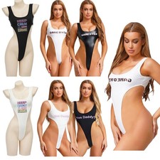 US Women's Bikini Leotard Backless One Piece Swimsuit Printed Teddy Leotard