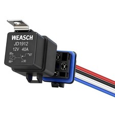 12V 40A Waterproof Relay Kit, with 12 AWG Harness Socket, 4 Pin SPST Heavy Duty