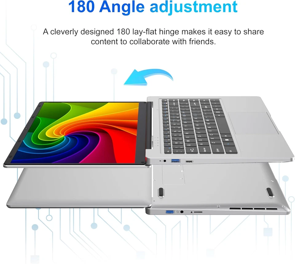 PC Portatile Da 14 Pollici Celeron N4000 , Computer Portatili 6GBRAM 128GB SSD U - Immagine 3 di 4