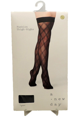 Thigh Highs - Diamond Pattern  Black/Ebony - a new day (Target) Brand M/L