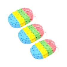 3 Pcs Oval Seaweed Bath Sponge Four Colors Sponges for Bathing Tools