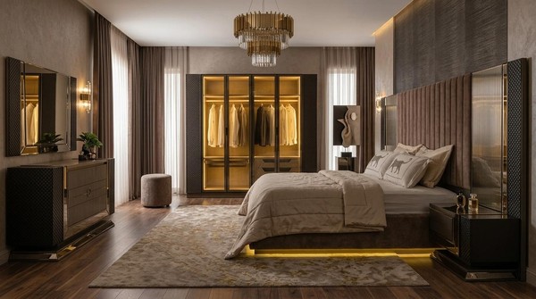 Komplettes Schlafzimmer-Set Mit Bett, Schrank, Schminktisch & Spiegel-image