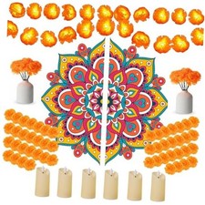 43 Pcs Diwali Decorations for Home Diwali Rangoli Floor Stickers Marigold