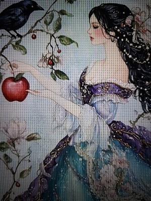 Stamped Cross Stitch Lady Picking An Apple 14ct 40x40cm 25 Colors Project Bag
