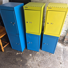 Bisley Lockable Metal Locker Storage Cabinets Set, Blue & Yellow