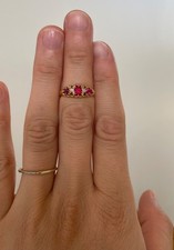 Antique Victorian Heirloom 18k Solid Gold, Ruby, and Diamond Ring (1907)