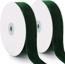 20yd 1" Dark Green Velvet Ribbon Single Faced for Gift Wrap
