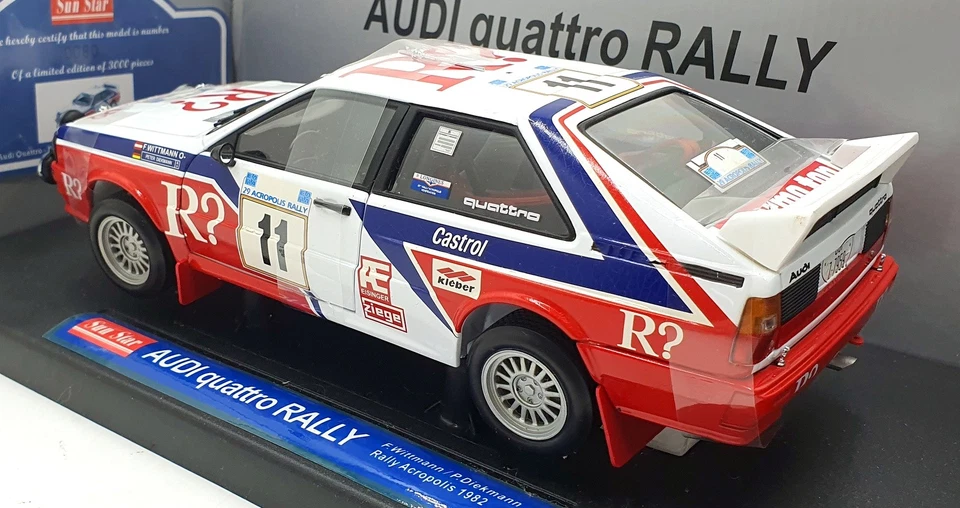 Sun Star 1/18 Scale 4191 - Audi Quattro Rally Acropolis 1982 #11 F.Wittmann - Image 2 of 4