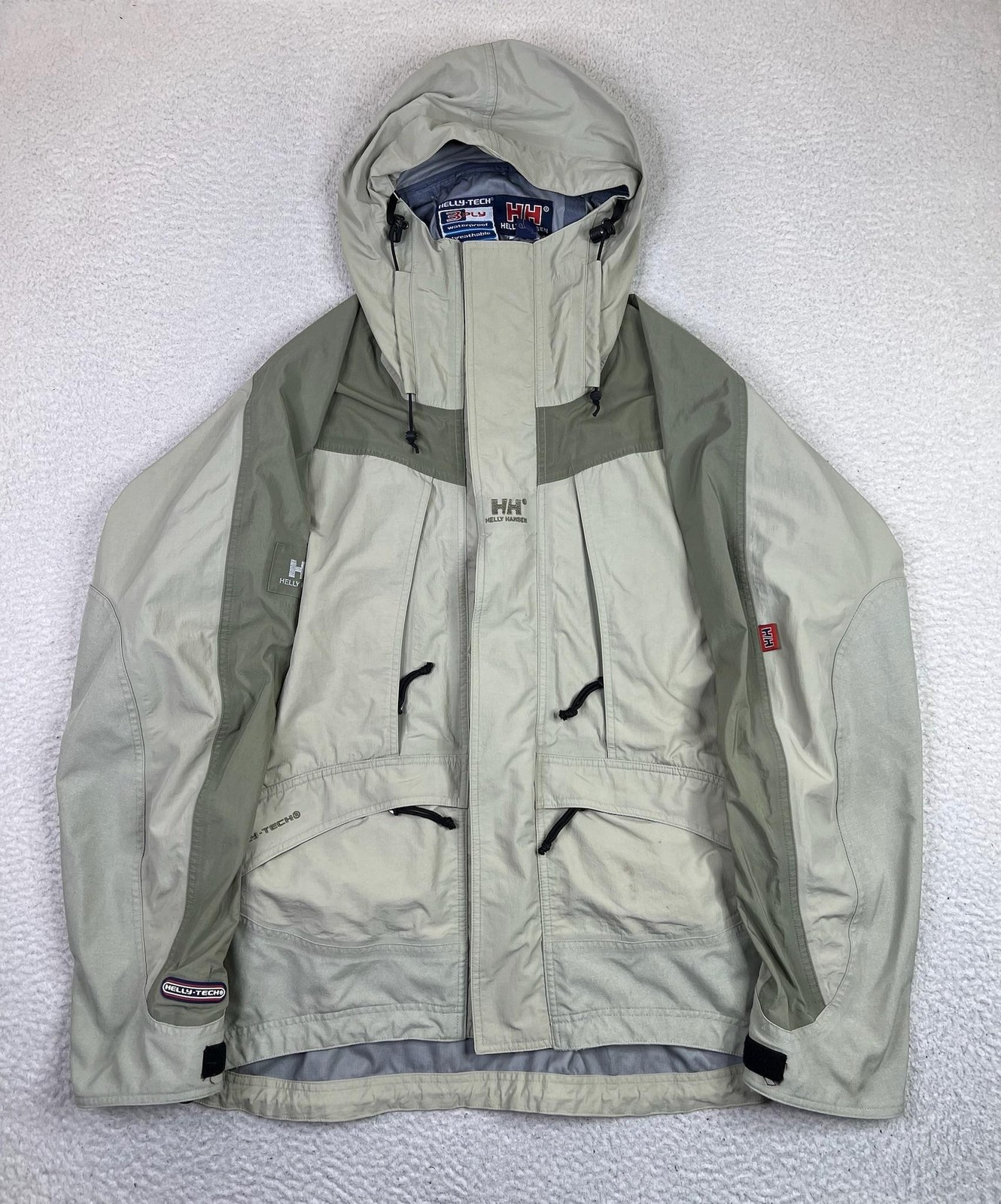 Helly Hansen Helly-Tech 3 Ply Jacket Mens Large Beige Hooded