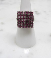 Women's Sterling Silver Pink Gemstones Cluster Ring  Size 7  3.8grams  7-G577