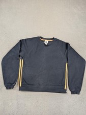 Vintage Adidas Sweatshirt Womens Medium Gray Crewneck Side Stripe Pocket Fleece