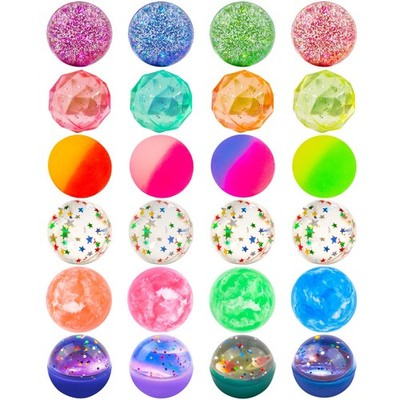 24 Pieces Bouncy Balls 32mm Bounce Balls 6 Styles High Bouncing Balls Toys fo...