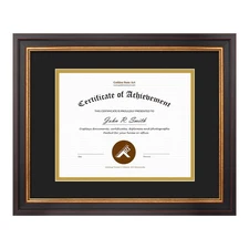 , 11x14 Black Gold & Burgundy Color Document Frame for 8x10 Diploma/Certifica...