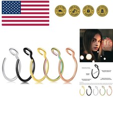 5-18 Pcs Nose Rings Hoops Fake Nose Ring Fake Septum Fake Lip Rings Fake Sept...