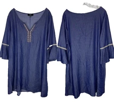 Naif Blue Denim Boho Tshirt Bell Sleeve Dress Size 3X