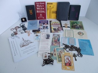 Vtg Lot 37 Religious Catholic Items Prayer Books Medals Scapulars Rosaries etc