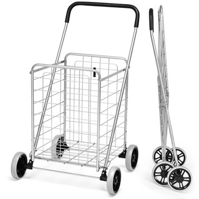 Ubuy Wheeled Shopping Cart Small Grocery Cart On Wheels Folding