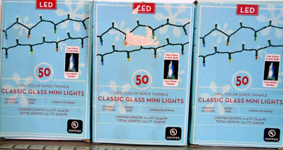 Classic Glass Mini Lights Dual Multi Color Super Twinkle 50ct 3-BOXES 150 Total