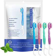 5 in 1 Mini Brushes-Disposable Toothbrushes with Toothpaste  Floss  Pick  Ton
