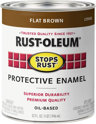 239083 Stops Rust Brush on Paint, Quart, Flat Brown, (Pack of 1)