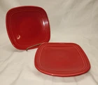 TWO Contemporary Fiesta 7" Square Salad/Dessert Plates - SCARLET