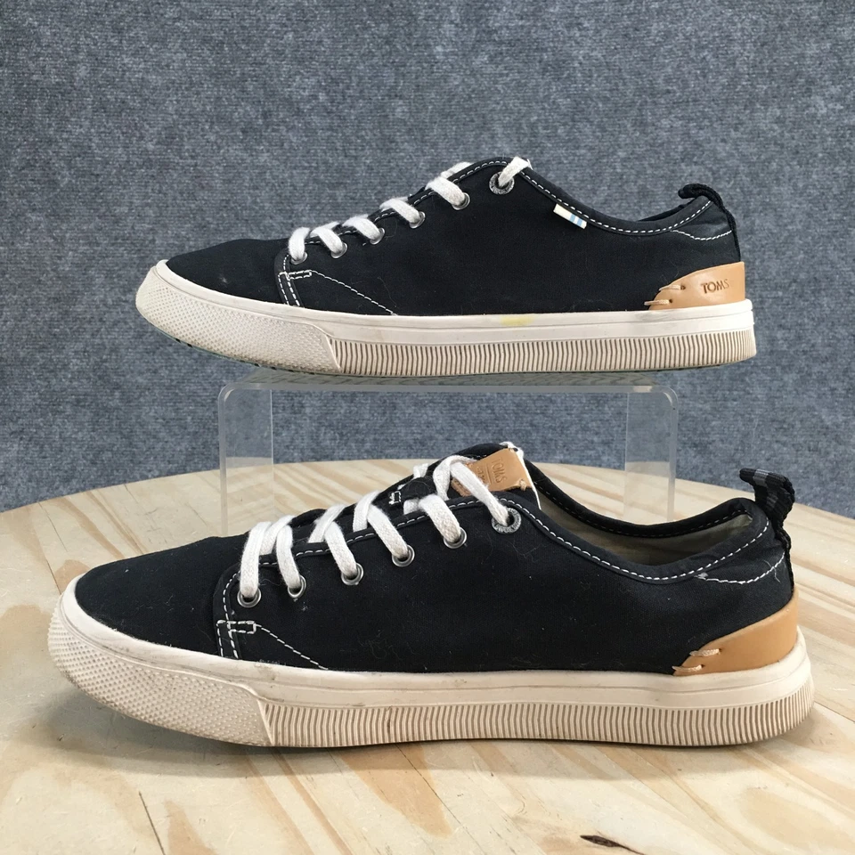 Toms Sneakers Womens 8.5 Black Trvl Lite Low Top Lace Up Canvas Casual Comfort - Image 2 of 4