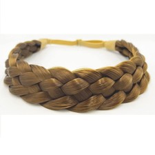 5 Strands Synthetic Hair Braided Headband Hairpiece Classic Chunky Wide Plait...