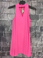 HYFVE Pink Mock Neck Cutout Sleeveless A-Line Lined Mini Dress Size Small NWT!