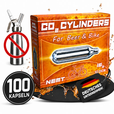 100 x Nemt Bierkapseln Co2 16g Patronen für Biermaxx, Bierzapfanlage, Bikekapsel