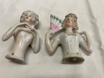 2 Vintage Half Doll Boudoir Flapper Bisque 14755 8045 Germany