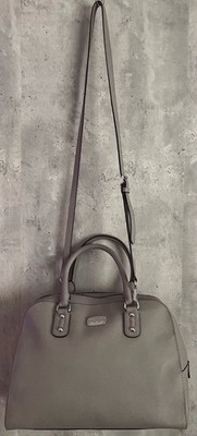 Michael Kors Pearl Grey Saffiano Leather Dome Satchel Crossbody Shoulder Bag