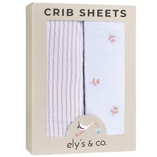 Ely s Co. Crib Sheets Baby Girl Fitted Crib Mattress Sheet Set, 2 Pack, 100...