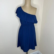 Pixi and Ivy Anthropologie Blue One Shoulder Dress Medium