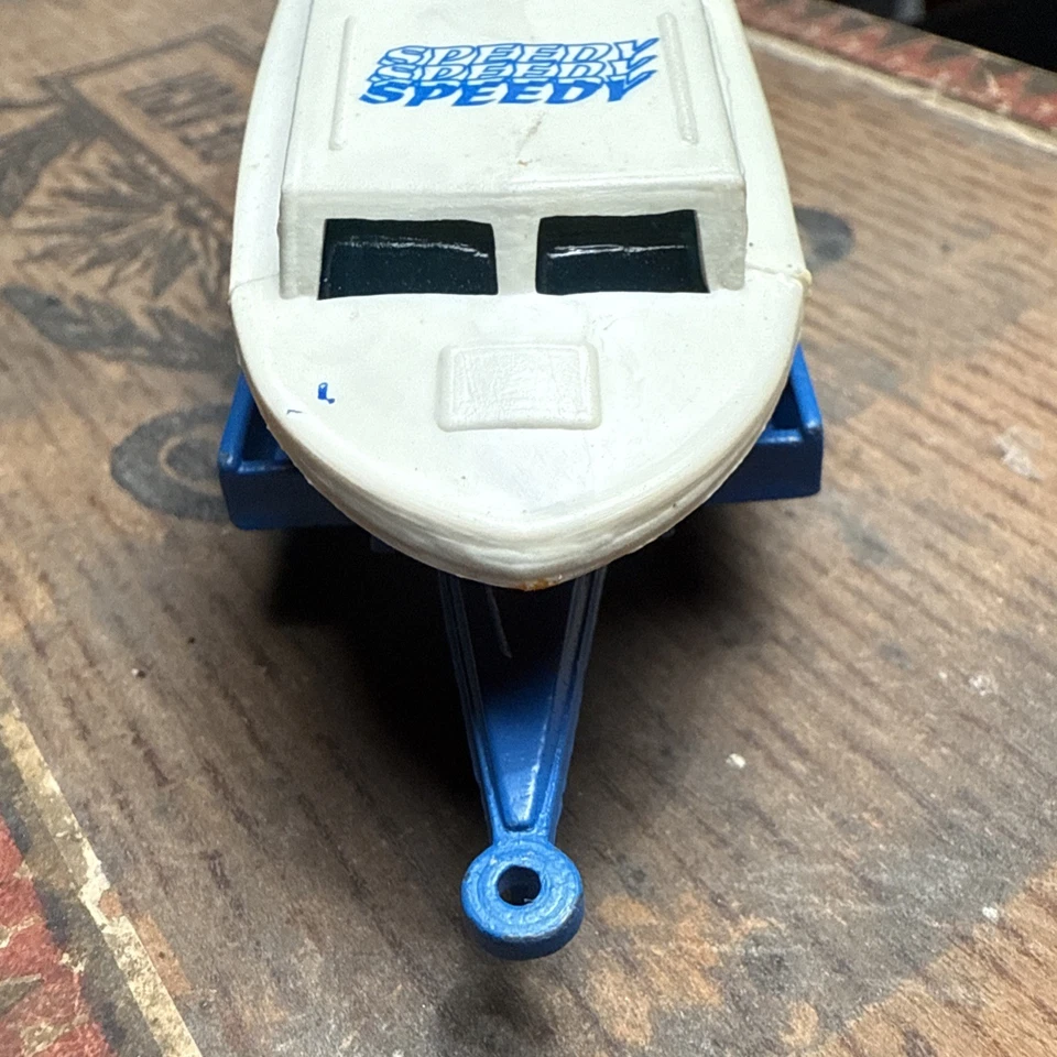 HTF Vintage 1960 Matchbox Speedboat w Diecast Blue Trailer SPEEDY Toy Bulgaria - Image 4 of 4