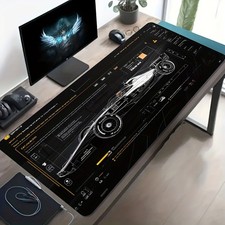 1pc Large Size Esports Gaming Mouse Pad, Racing Blueprint Tech Style Mechanica