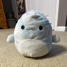 Squishmallows Pastel Narwhal Blue & White Beanbag Plush Toy Soft Stuffed Animal