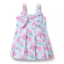 JANIE AND JACK The Blossom Bow Dress Size 3 Light Blue Floral Sleeveless NWT