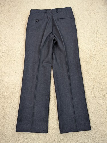 Wool Pants Mens 31x30 Blue Flannel Pleated Straight Leg Vintage Made in USA Navy - Picture 8 of 13