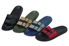 Brand New Mens Slides Sandals Adjustable Buckle Comfort Slip On Flip Flops Color