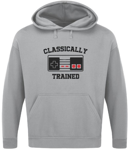 CLASSICALLY TRAINED HOODIE Funny Slogan Novelty Geeky Gift Gaming Console - Picture 17 of 17