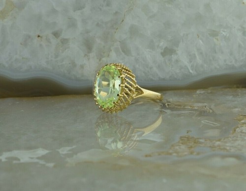 Vintage 10K Yellow Gold Prasiolite Oval Ring Size 8 Circa 1960 - Picture 3 of 10