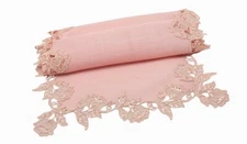 Manor Luxe English Lace Trim Table Runner 16 by 72-Inch Rose Quartz 16"x72"