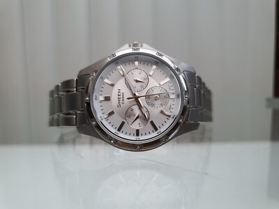 Casio Sheen Ladies Watch Silver Tone Luminous Day & Date RRP