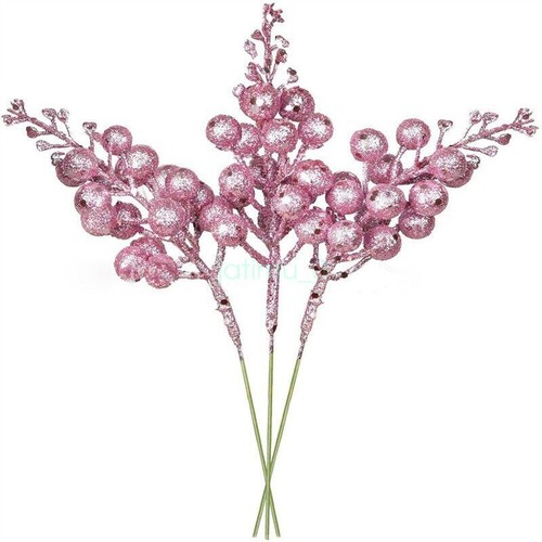 12PCS Artificial Christmas Glitter Berries Stems Xmas Tree Wreath DIY Decor HOT - Picture 19 of 20