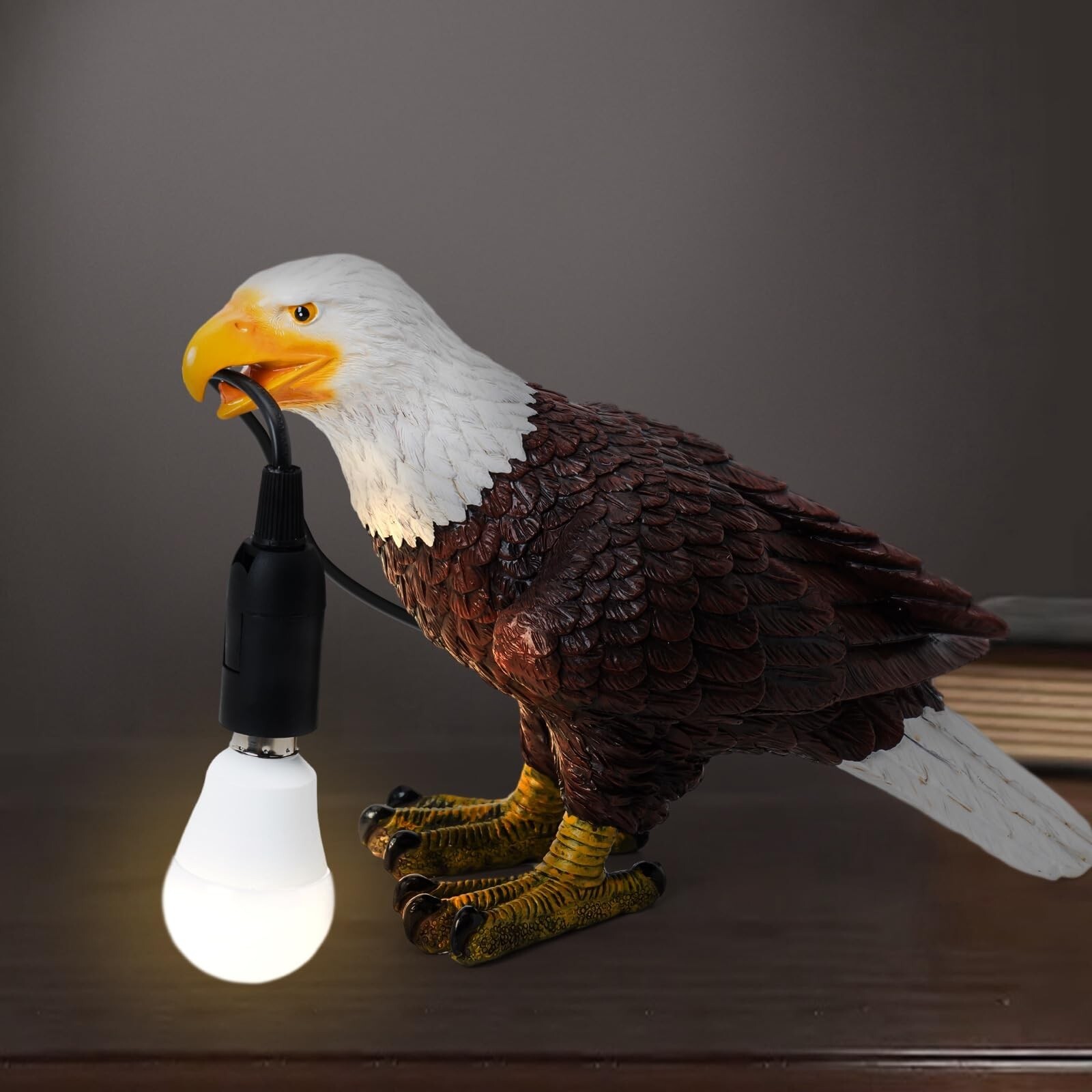 Table Lamp, Resin Sculpted Bald Eagle Modern Table Lamp, Retro Simulation Bed...-image